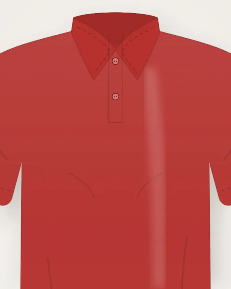 Polo Anak, Merah, tampak dekat