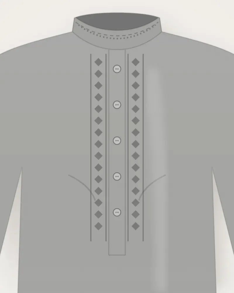 Kurta Koko Panjang, Abu-abu, tampak dekat