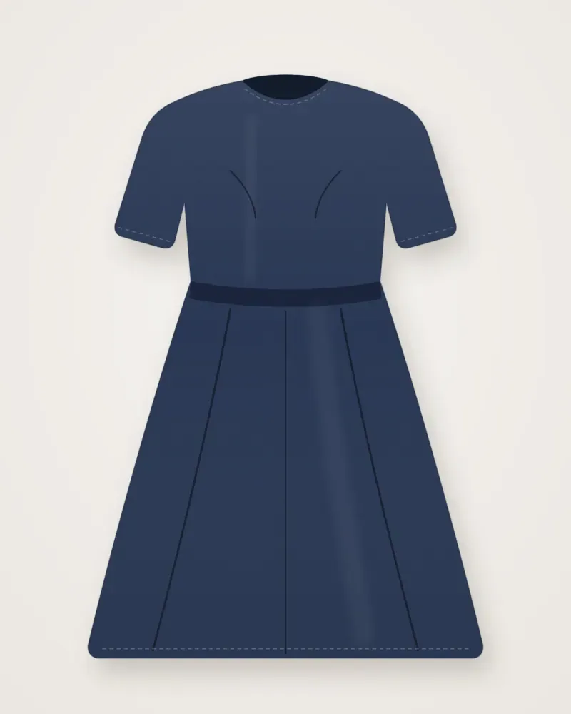 Dress Midi Harian, Navy