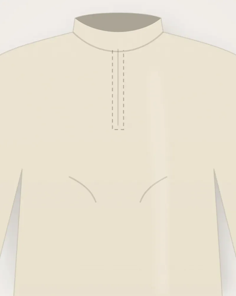 Tunik Linen, Krem, tampak dekat