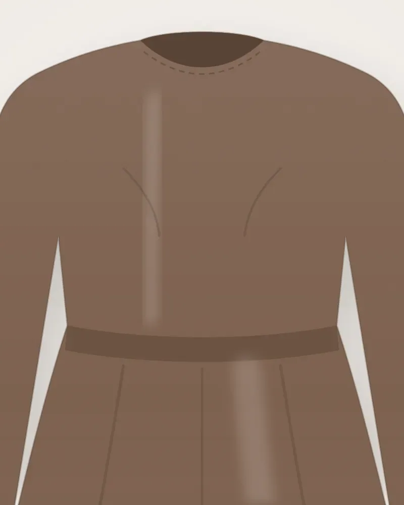 Gamis Polos, Moka, tampak dekat
