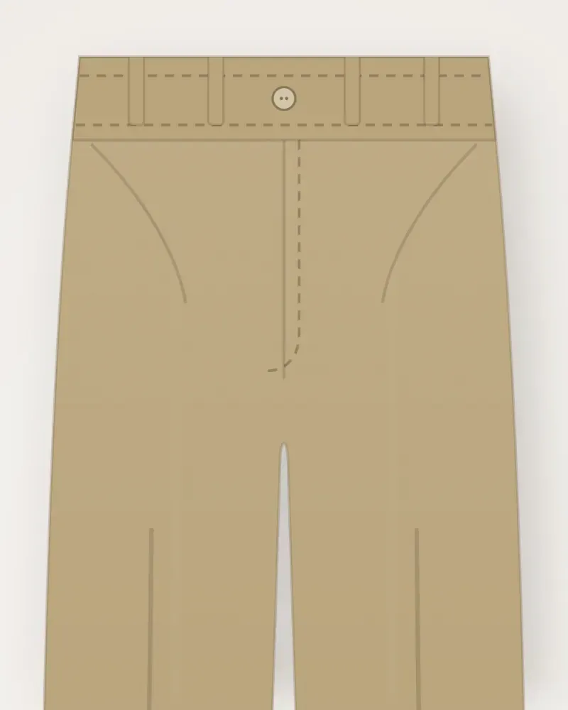 Celana Chino Slim, Khaki, tampak dekat