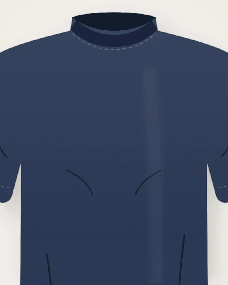 Kaos Katun Harian, Navy, tampak dekat