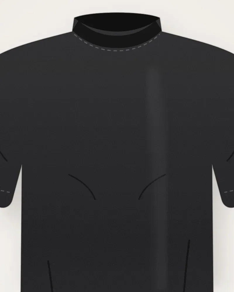 Kaos Katun Harian, Hitam, tampak dekat