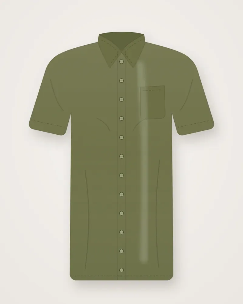 Kemeja Linen Lengan Pendek, Zaitun