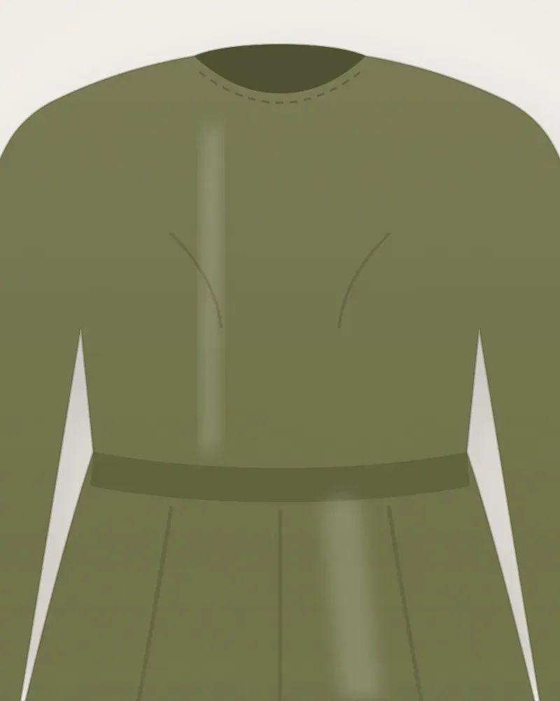 Gamis Polos, Zaitun, tampak dekat