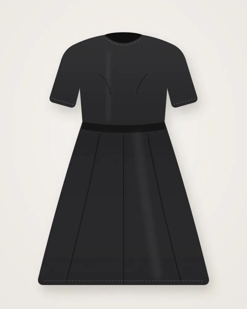 Dress Midi Harian, Hitam